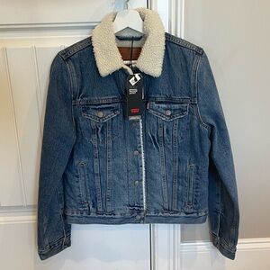 Levi's Blue Denim Jacket with White Sherpa Collar